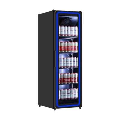 Blauwe LED verlichting Koelkast 395L met 1 glazen deur