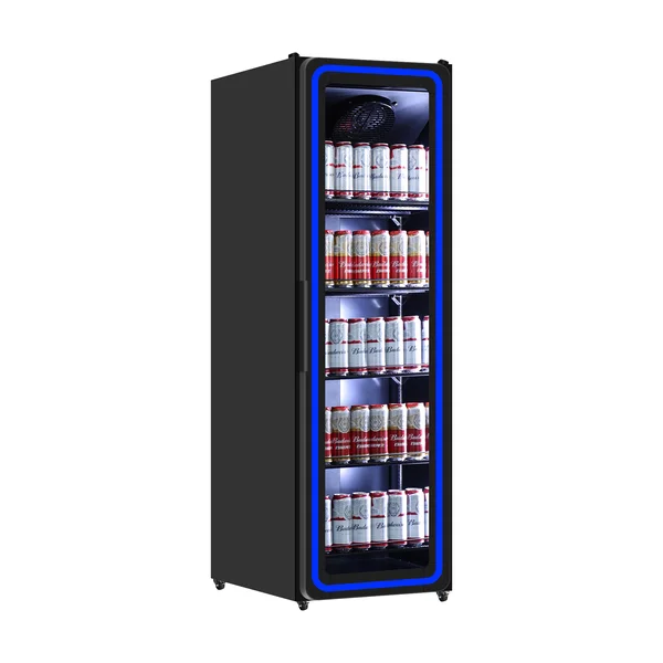 Blauwe LED verlichting Koelkast 395L met 1 glazen deur