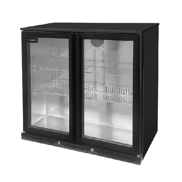 Flessenkoeler 200L met 2 glazen deuren B900 x D525 x H900mm