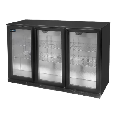 Flessenkoeler 300L met 3 glazen deuren B1350 x D525 x H900mm