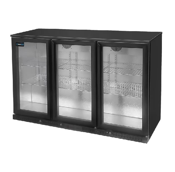 Flessenkoeler 300L met 3 glazen deuren B1350 x D525 x H900mm