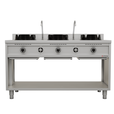Gaswokfornuis 3x15kW met 3 kookzones B1500 x D600 x H850mm