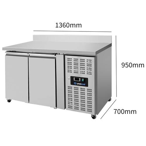 Koelwerkbank met 2 deuren B136 x D70 x H85cm - Afbeelding 3