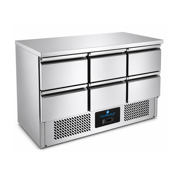 Koelwerkbank met 6 laden B1365 x D700 x H850mm - Afbeelding 2