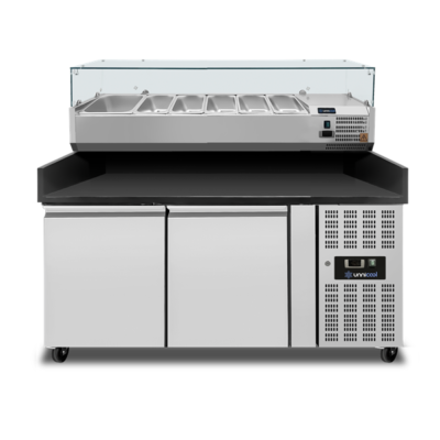 Pizzawerkbank 390L met 2 deuren B1510 x D800 x H1000mm met Zwart Graniet